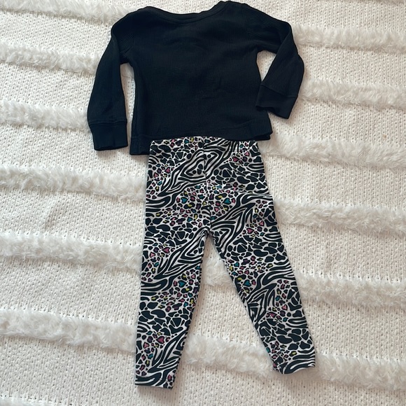 Garanimals 3 pc Animal print leggings & black long sleeve top baby girls 18 M - Picture 2 of 16